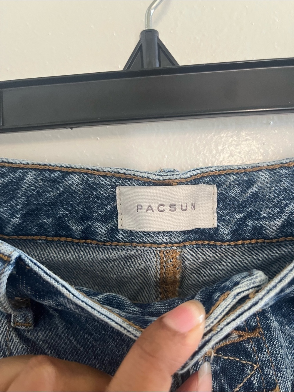 Pacific Sunwear Washed Blue High-Rise Denim Shorts with Button Fly - Picture 5 of 7